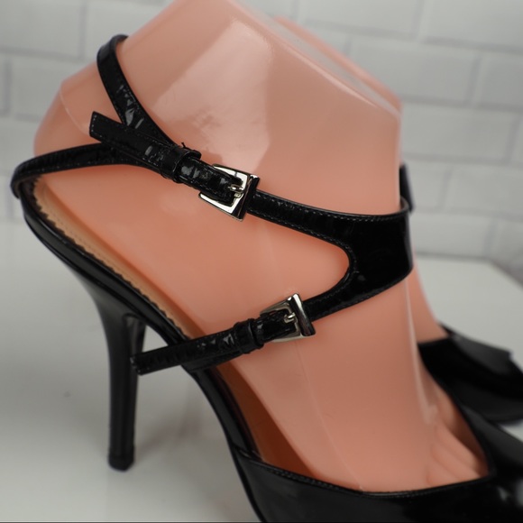 Giorgio Armani sz 38 black patent strappy heels - Picture 4 of 16